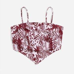 XS Red and white tie back crop top